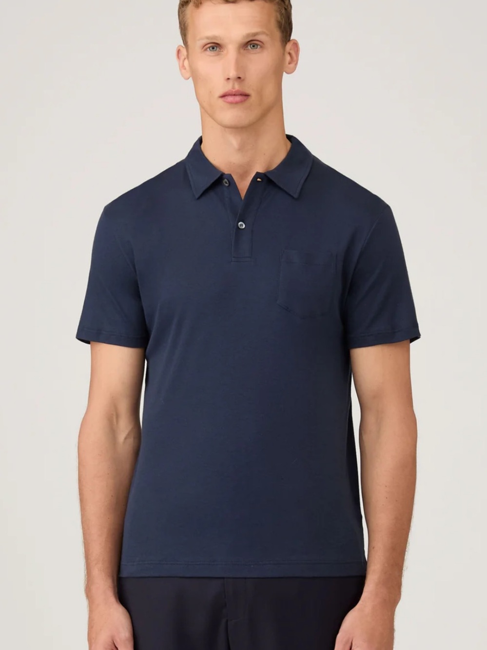 Sunspel Sea Island Cotton Jersey Polo Shirt in Navy